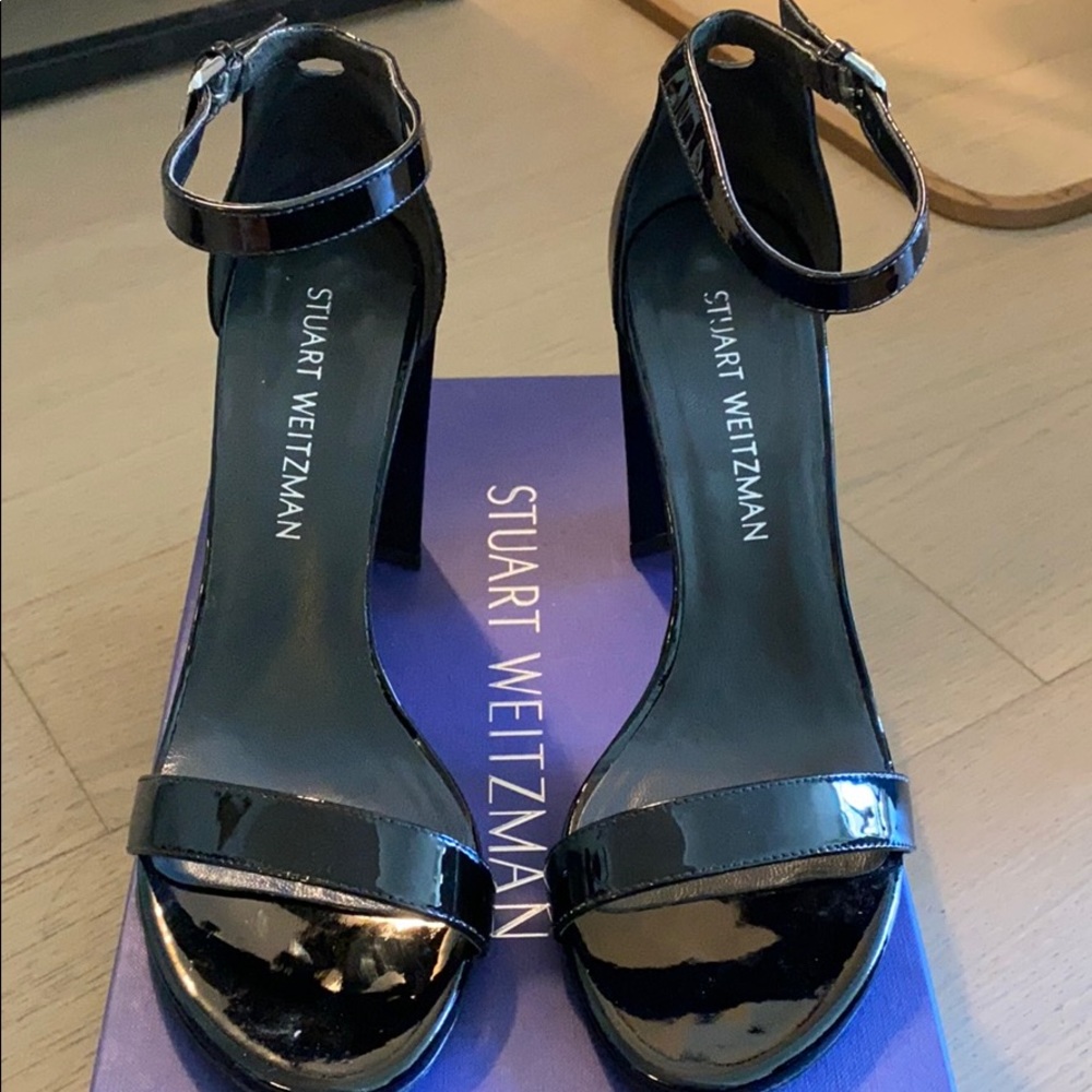 Stuart Weitzman Walkway Patent Leather Block Heels